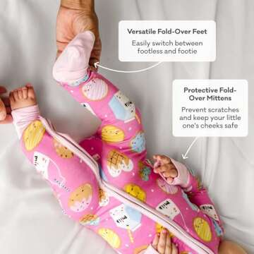 Little Sleepies Zippy Baby & Toddler Pajamas, Sleeper for Boys and Girls, Viscose Derived from Bamboo Newborn Sleeper w/ 2-Way Zipper w/Mitten Cuffs, Sunshine, 18-24M