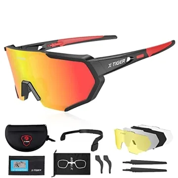 X-TIGER Polarized Sports Sunglasses with 5 Interchangeable Lenses for Outdoor Activities