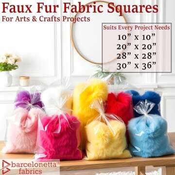 Barcelonetta Faux Fur Fabric | Pre-Cut Fur Squares for Sewing, DIY Crafts, Costumes, Upholstery | Soft, Vegan Faux Fur | Material for Plush Toy Projects