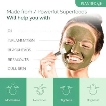 PLANTIFIQUE Korean Skin Care Detox Face Mask with Avocado & Superfoods - Hydrating Clay Mud Mask Dermatologist Tested for Face and Body - Vegan Skincare 3.4 Oz/100ml