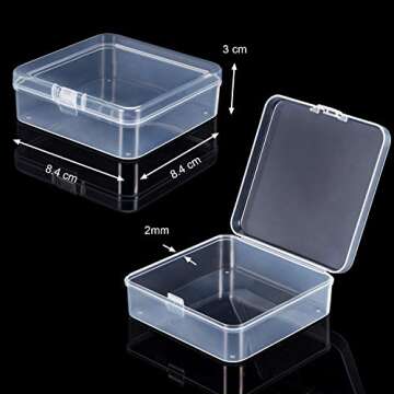SATINIOR 24 Packs Small Clear Plastic Beads Storage Containers Box with Hinged Lid for Storage of Sm...