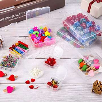 SATINIOR 24 Packs Small Clear Plastic Beads Storage Containers Box with Hinged Lid for Storage of Small Items, Crafts, Jewelry, Hardware, 3.3 x 3.3 x 1.2 in