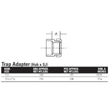 NIBCO 48017 1-1/4" Hub x SJ Trap Adapter PVC - Exceptional Quality Plumbing Accessory
