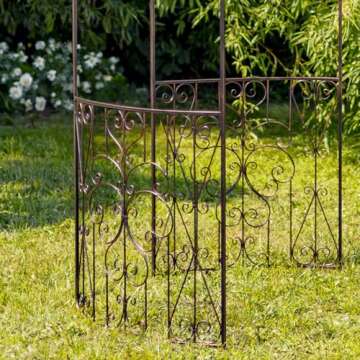 10ft. Tall Round Iron Gazebo wih Side Walls Tatiana (Antique Bronze)