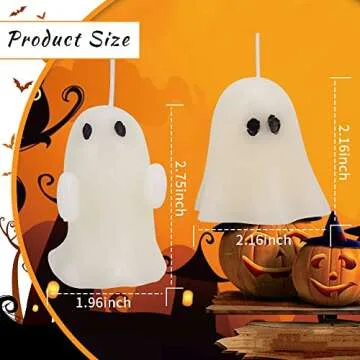 4 Pieces Large Halloween Ghost Candles, Ghost Scented Candles, White Horror Spooky Tea Lights Candles Set Goth Gifts for Ghost Decor Fall Halloween Party Home Bedroom Room Table Decorations, 2 Style