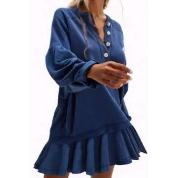 D-Sun Women’s Casual Oversized Mini Dress - Stylish & Comfy