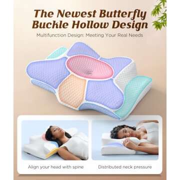 2 Pack Value Bundle Cervical Neck Pillow for Sleeping, Ergonomic Contour Side Sleeper Pillows Perfect for Families, Orthopedic Pillow for Neck Relief Support, Memory Foam Pillows Back Stomach Sleepers