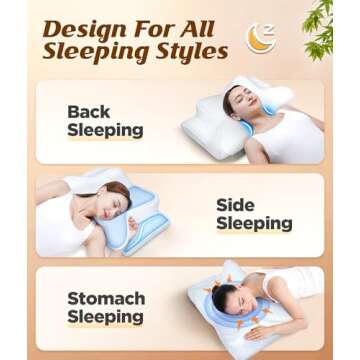 2 Pack Value Bundle Cervical Neck Pillow for Sleeping, Ergonomic Contour Side Sleeper Pillows Perfect for Families, Orthopedic Pillow for Neck Relief Support, Memory Foam Pillows Back Stomach Sleepers