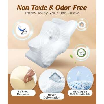 2 Pack Value Bundle Cervical Neck Pillow for Sleeping, Ergonomic Contour Side Sleeper Pillows Perfect for Families, Orthopedic Pillow for Neck Relief Support, Memory Foam Pillows Back Stomach Sleepers