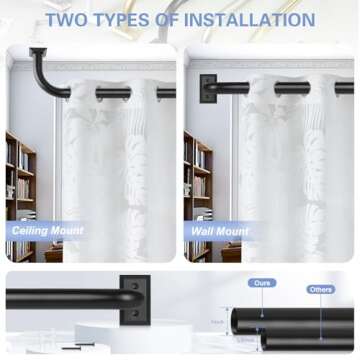 Black Wrap Around Curtain Rods,2 Pack Black Curtain Rods for windows 28 to 48 in(2.3-4Ft),Adjustable Blackout Curtain Rod,1”Diameter Room Darkening Drapery Rods,Window Curtains Rod 28-48",Matte Black