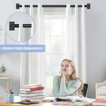 Black Wrap Around Curtain Rods,2 Pack Black Curtain Rods for windows 28 to 48 in(2.3-4Ft),Adjustable Blackout Curtain Rod,1”Diameter Room Darkening Drapery Rods,Window Curtains Rod 28-48",Matte Black