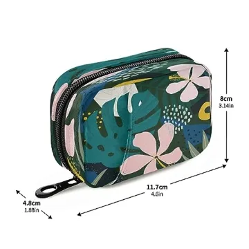 Naanle Hawaiian Palm Leaf Flower Pill Box 7 Day Pill Case Travel Pill Organizer Bag with Zipper Portable Weekly Case Compact Size for Vitamin Supplement Holder