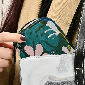 Naanle Hawaiian Palm Leaf Flower Pill Box 7 Day Pill Case Travel Pill Organizer Bag with Zipper Portable Weekly Case Compact Size for Vitamin Supplement Holder