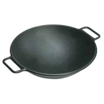 Lodge 14 Inch Cast Iron Wok for Home Cooks and Chefs