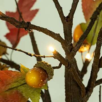 Monsense Lighted Oak Maple Tree Fall Decorations for Home, Battery-Powered Fall centerpieces for Tab...