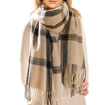 FURTALK Winter Scarf for Women Shawl Cashmere Feel Tassel Plaid Large Oversized Scarves Wraps