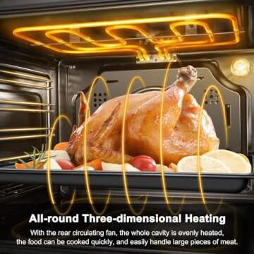 AMZCHEF Single Wall Oven 24" Built-in Electric Ovens with 11 Functions, 8 Automatic Recipes, 2800W, ...