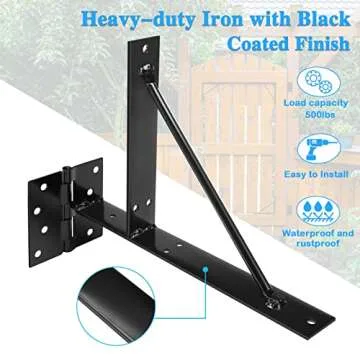 Heavy Duty Fence Gate Kit Gate Hardware Iron No-Sag 2x4s Adjustable for Wooden Fence Gate Windows Shed Doors