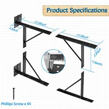 Heavy Duty Fence Gate Kit Gate Hardware Iron No-Sag 2x4s Adjustable for Wooden Fence Gate Windows Shed Doors
