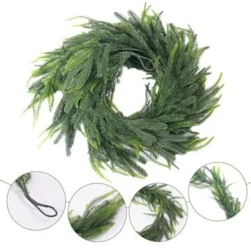 CUJMH 9ft Christmas Garland Decoration,Christmas Norfolk Pine Garland,Artificial Pine Greenery Garland for Christmas Table Fireplace Wall Home Decoration