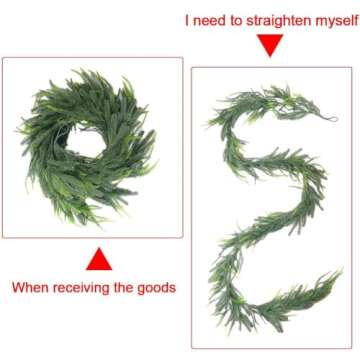 CUJMH 9ft Christmas Garland Decoration,Christmas Norfolk Pine Garland,Artificial Pine Greenery Garland for Christmas Table Fireplace Wall Home Decoration