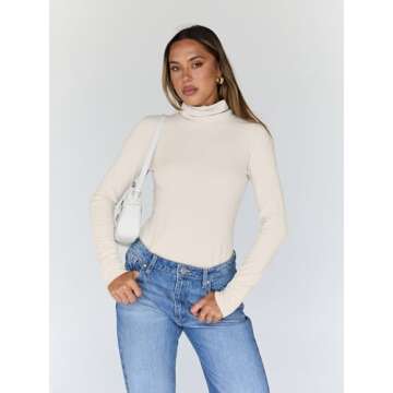 Trendy Queen Women's Turtleneck Long Sleeve Shirts Fall Fashion BasicThermal Underwear Tops Winter C...