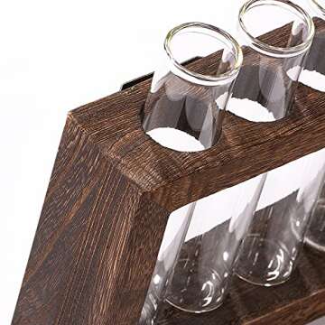 Yangbaga Wall Mounted Hanging Planter 9Test Tubes, Terrarium Planter Vase Kit with Wooden Stand for Propagating Hydroponic Plants-for Office Home Wedding Garden Decoration 2pcs