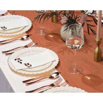 60 PC Rose Gold Scalloped Disposable Plates Set
