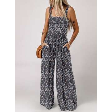Dokotoo Womens Overalls Jumpsuits for Women Casual Loose Fit Solid Color Wide Leg One Piece Sleevele...