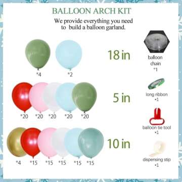INFLORAL Birthday Party Easter Spring Pastel Balloon Garland Arch Kit 189pcs Red Macaron Pink Martin...