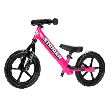 Strider 12” Sport Bike in Pink - No Pedal Balance Bicycle for Kids 1 to 4 Years - Safety Pad, Padd...