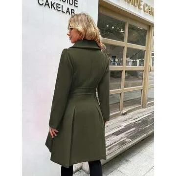 GRACE KARIN 2024 Women's Fashion Trench Coat Notch Lapel Double Breasted Thick A Line Pea Coats Jacket with Pockets(S-2XL)