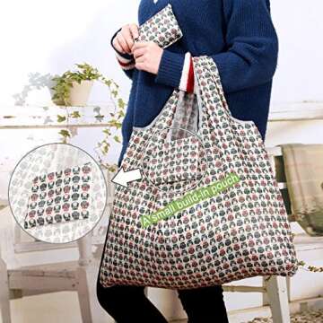 Eco Friendly Foldable Grocery Bags - Large & Stylish Totes (3 Pack)