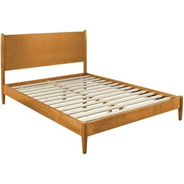 Crosley Landon Wood Bed Set in Acorn | Queen Size Platform