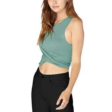 Bestisun Cropped Tank Tops Crop Workout Shirts Gym Exercise Wear Yoga Activewear for Women Gray Green L
