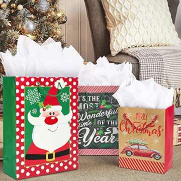 Durable and Stylish 24 Christmas Gift Bags with Tags - Perfect for Holiday Gifting