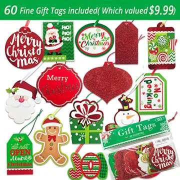 24 Christmas Gift Bags and 60 Tags Set for Holiday Gifts