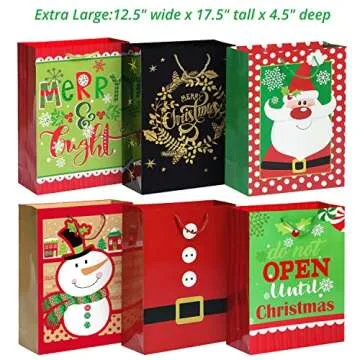 24 Christmas Gift Bags and 60 Tags Set for Holiday Gifts