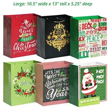 24 Christmas Gift Bags and 60 Tags Set for Holiday Gifts