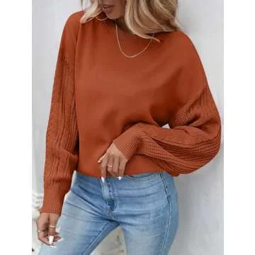 ZESICA Women's 2024 Fall Long Sleeve Crew Neck Solid Color Cable Knit Chunky Casual Oversized Pullov...