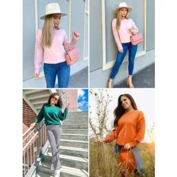 ZESICA Women's 2024 Fall Long Sleeve Crew Neck Solid Color Cable Knit Chunky Casual Oversized Pullover Sweater Tops,DeepOrange,Small