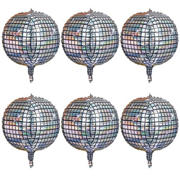 Disco Ball Balloon for Party Decor 22 Inch 6 Pack