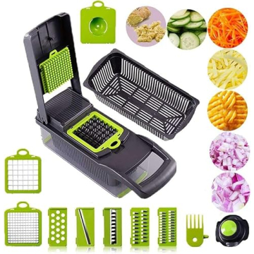Elabli Pro Vegetable Chopper with 8 Blades:Mandoline Onion , Egg Separator Cutter,Food Slicer with C...