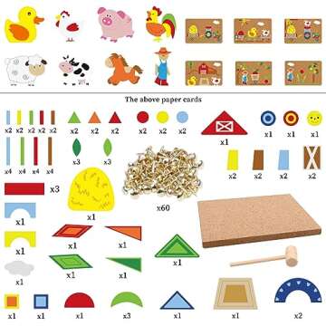 Steventoys Fine Motor Toys, Hammer and Nails Game for Kids Aged 3+, Tap Games Toys, Wooden Hammering Pounding Toy, Farm Theme Wooden Blocks Puzzle