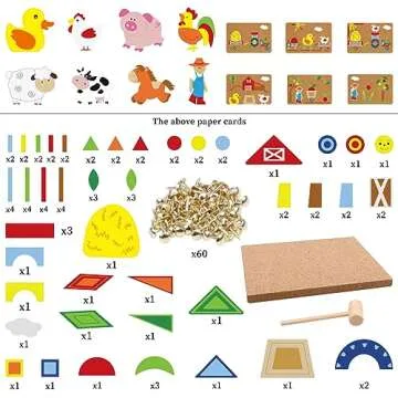 Steventoys Fine Motor Toys, Hammer and Nails Game for Kids Aged 3+, Tap Games Toys, Wooden Hammering Pounding Toy, Farm Theme Wooden Blocks Puzzle