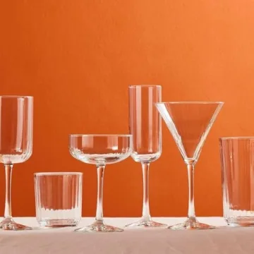 Libbey Paneled Cocktail Coupe Glasses Set of Four