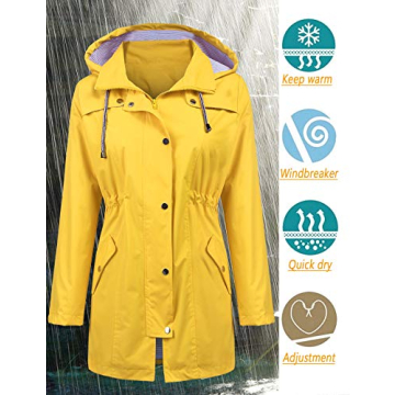 LOMON Women Lightweight Waterproof Rain Jacket for Outdoor Use