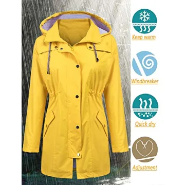 LOMON Women Lightweight Waterproof Rain Jacket for Outdoor Use