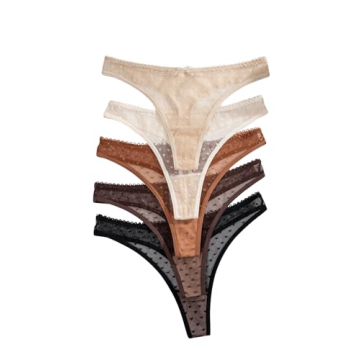 RoseSeek Women's Sheer Mesh Bowknot Thongs Heart Print Low Rise Panties Soft Underwear Sets Pack of ...