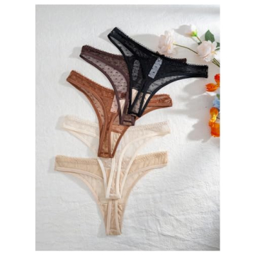 RoseSeek Women's Heart Print Thongs 5-Pack for Ultimate Comfort